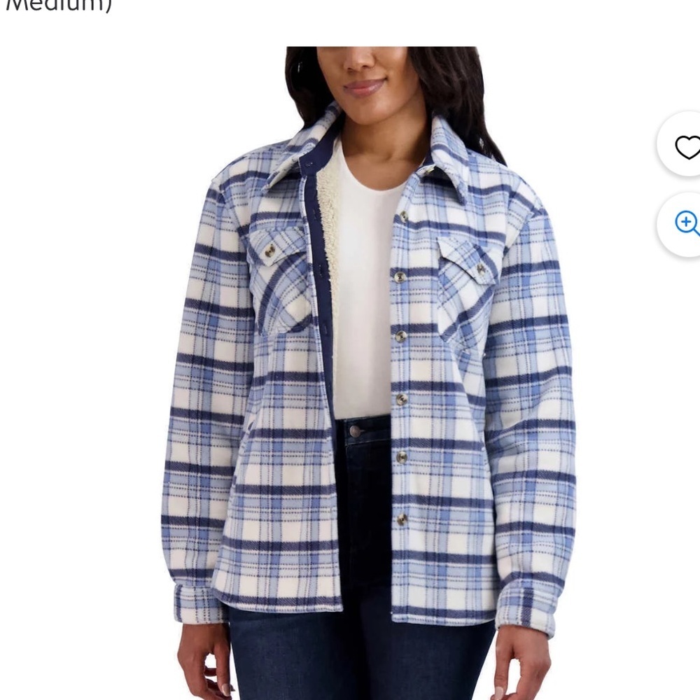 SAGE LADIES PLAID PLUSH SHERPA LINED FLEECE SHIRT JACKET SIZE: XXL